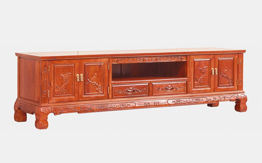 檀雕花鳥電視柜