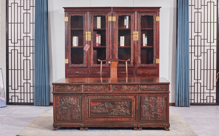 山水彎角書桌書柜