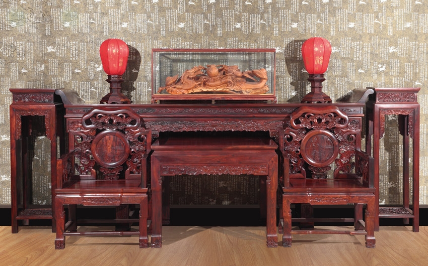 大紅酸枝靈芝中堂